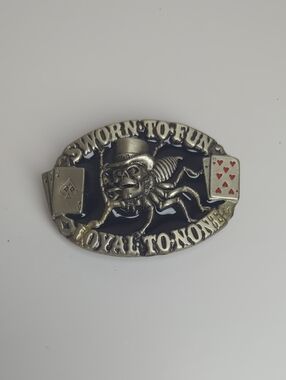 Vintage 1995 Great American Buckle Co.  Spider Skull Belt Buckle